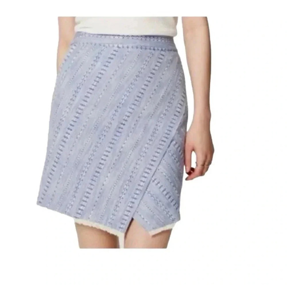 Ann Taylor Loft Blue Asymmetrical Skirt Pencil Straight Above Knee Cotton 12 - Picture 1 of 9